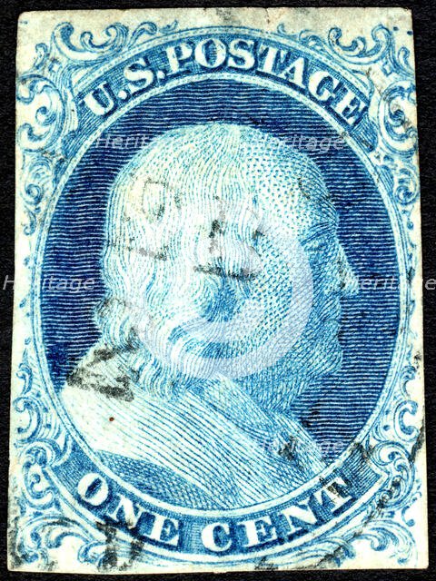 1c Franklin type Ib single, 1851. Creator: Unknown.
