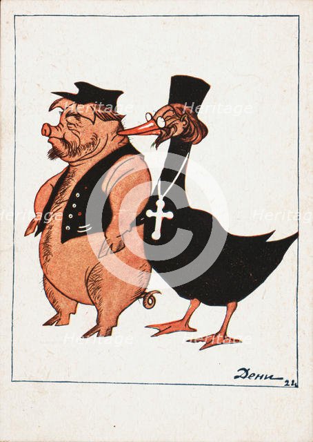 Kulak and Priest , 1922. Creator: Deni (Denisov), Viktor Nikolaevich (1893-1946).