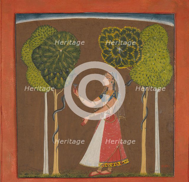 Ragini, possibly Asavari: Folio from a Ragamala Series , ca. 1700-1710. Creator: Unknown.