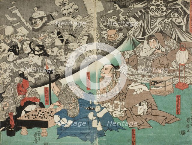 Warrior Minamoto Raiko and the Earth Spider (image 1 of 2), Mid 1840s. Creator: Utagawa Kuniyoshi.