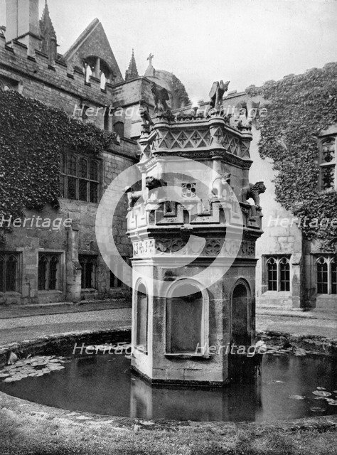 Fountain in the cloisters of Newstead Abbey, Nottingham, 1902-1903.Artist: Richar Keene