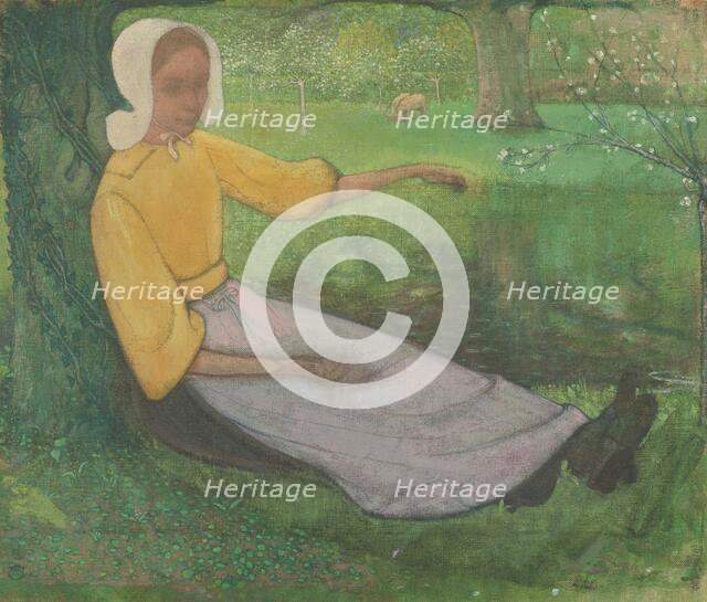 Woman of Huizen sitting under a Tree, 1888-1895. Creator: Richard Roland Holst.