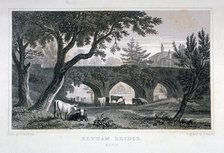 A bridge at Eltham Palace, Kent, 1828. Artist: Henry Adlard