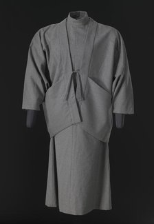 Grey pinstriped dress and jacket designed by Arthur McGee, mid 20th-late 20th century. Creator: Arthur McGee.