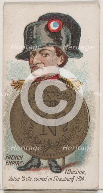 French Empire, 1 Decime, from the series Coins of All Nations (N72, variation 1) for Duke ..., 1889. Creator: Unknown.