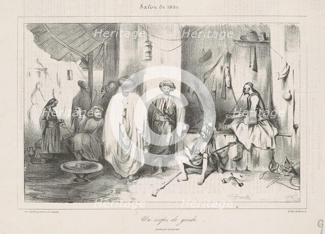 Un corps de garde peint par Decamps, 19th century. Creator: Honore Daumier.