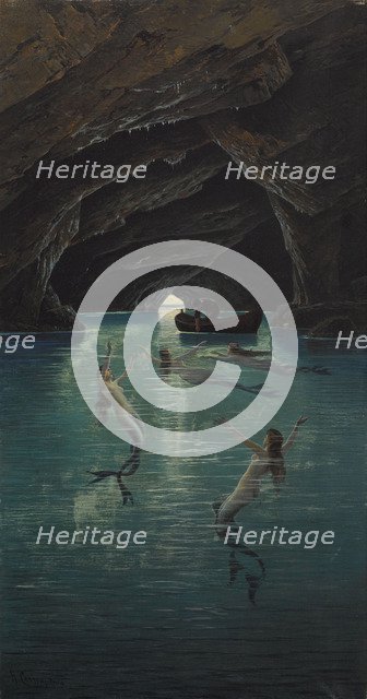 Fisherman and Mermaids in the blue Grotto on Capri.