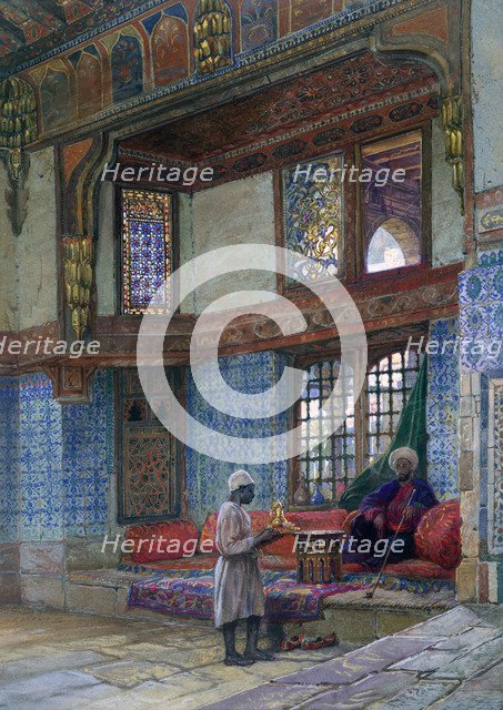 'Recess in the reception room of Mufti Sheik El Mahadi's house, Cairo', 1873. Artist: Frank Dillon