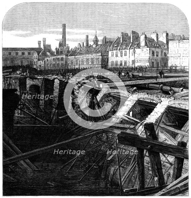 Bursting of the Fleet Ditch and destruction of part of the Metropolitan Railway..., 1862. Creator: Unknown.