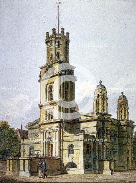 Church of St George in the East, Stepney, London, 1811. Artist: John Coney