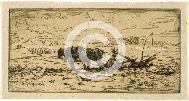 Plowman and his Team Resting, 1846. Creator: Charles Emile Jacque.