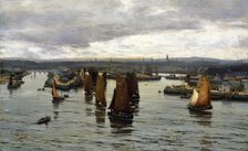 The Herring Fleet Leaving the Dee, Aberdeen, 1888. Creator: David Farquharson.