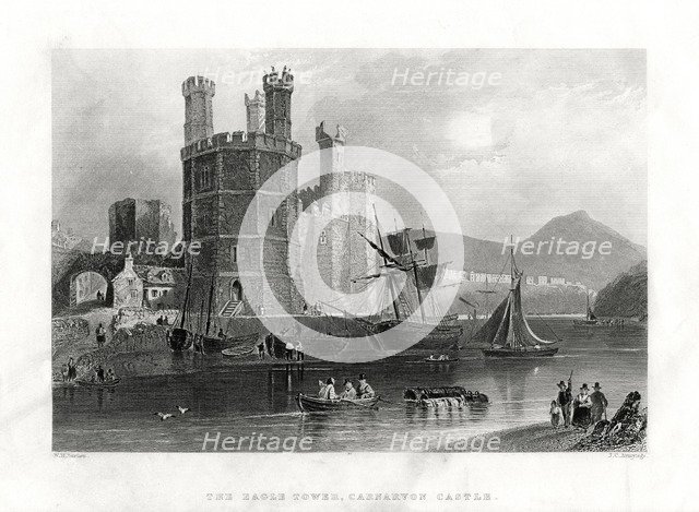 The Eagle Tower, Carnarvon Castle, Caernarfon, North Wales, 1860. Artist: JC Armytage