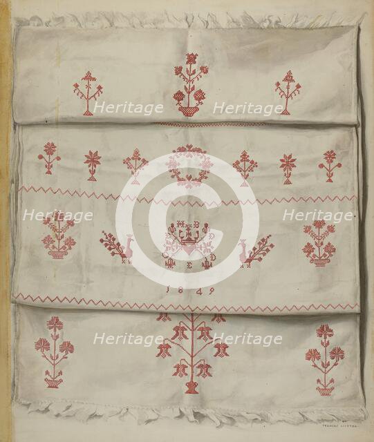 Pa. German Linen Towel, c. 1937. Creator: Frances Lichten.