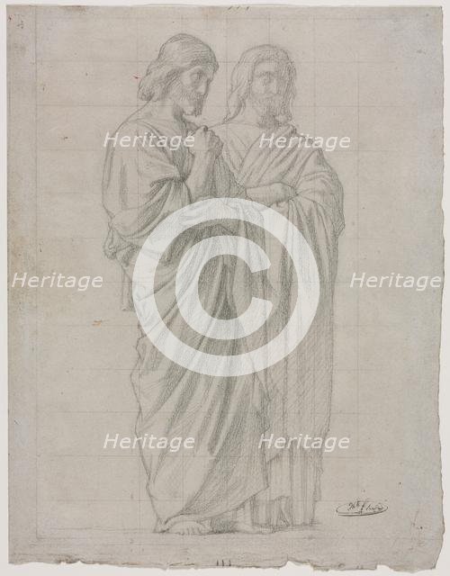 Two Standing Figures (Study for the Left Section of The Mission of the Apostles), 1860. Creator: Hippolyte Jean Flandrin (French, 1809-1864).