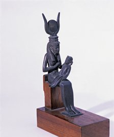 Statuette in bronze statuette of goddess Isis and the child Horus..