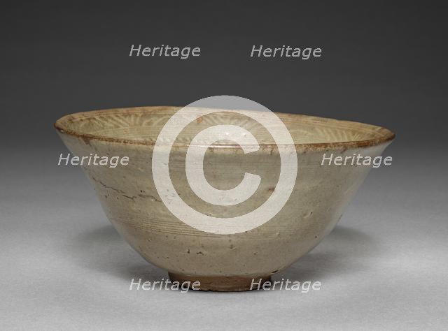 Bowl with Stamped Floral Decoration, 1400s. Creator: Unknown.