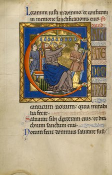 Initial C: David Playing Bells; Psalter, after 1205. Creator: Master of Ingeborg Psalter.