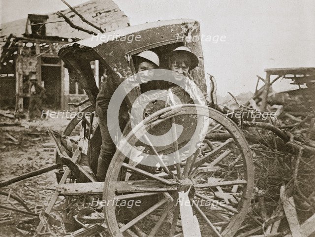 'Cab, sir!' Found in a captured village', France, World War I, 1916. Artist: Unknown