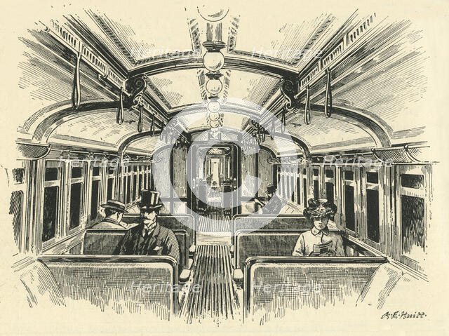 'In the "Twopenny Tube" -  The Central London Railway', c1900. Creator: A.E. Huitt.