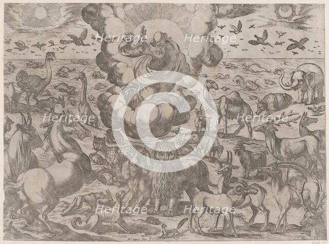 God Creating the Animals, ca. 1590-1630. Creator: Antonio Tempesta.