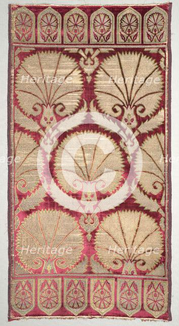 Brocaded velvet cushion cover with carnations, late 1500s. Creator: Unknown.