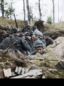 French troops in the trench system of Calonne, France, July 1915. Artist: Unknown.