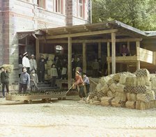 Distributing of water, Borzhom, between 1905 and 1915. Creator: Sergey Mikhaylovich Prokudin-Gorsky.