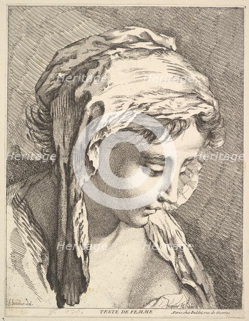 Head of a Woman, mid to late 18th century. Creator: Jacques Gabriel Huquier.
