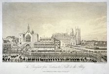 Procession outside Westminster Hall, London, 1821.                                Artist: W Read