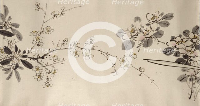 Flowering plants of the four seasons, 1842. Creator: Oda Kaisen.