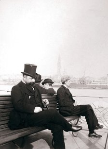 Passengers on a ferry, Rotterdam, 1898.Artist: James Batkin
