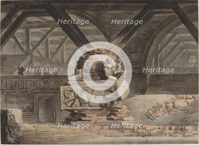 Stage Design: A Sepulchral Vault, c. 1820. Creator: Karl Friedrich Schinkel.