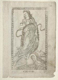 Clio (history) (from the Tarocchi series D: Apollo and the Muses, #19), before 1467. Creator: Master of the E-Series Tarocchi (Italian, 15th century).