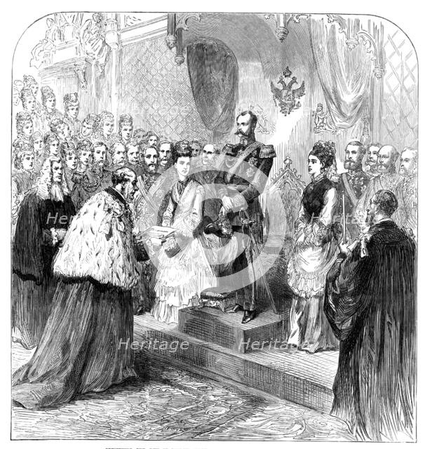 Presenting the City of London Address to the Emperor of Russia at Guildhall, 1874. Creator: Unknown.