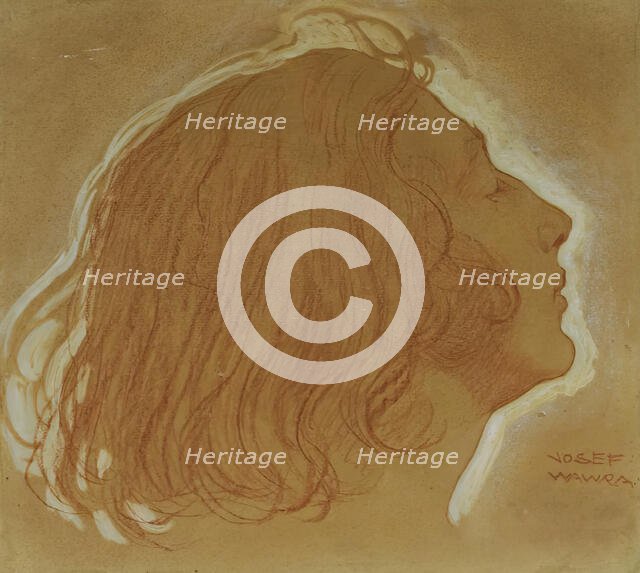 Girl's head in profile, 1920. Creator: Josef Wawra.