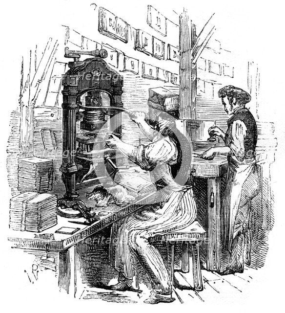 Gold-blocking press, 1886. Artist: Unknown