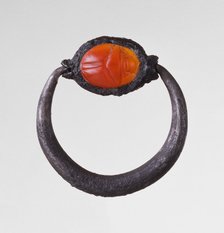 Engraved Scarab Gem Inset Into a Ring, late 6th century BC. Creator: Unknown.