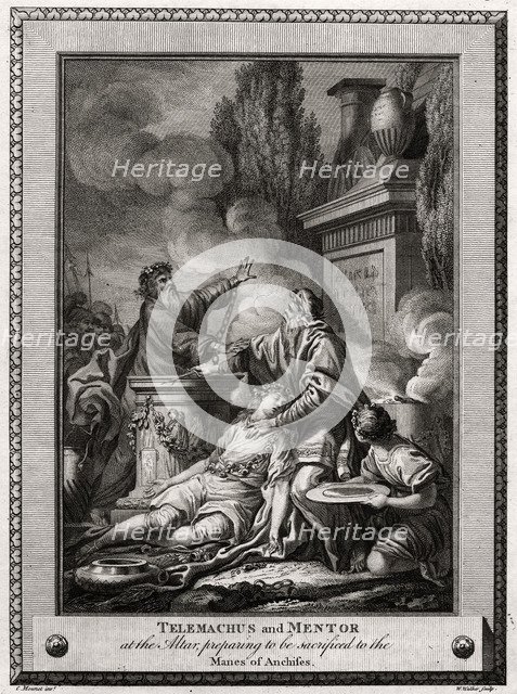 'Telemachus and Mentor at the altar, preparing to be sacrificed to the Manes of Anchises', 1774. Artist: W Walker