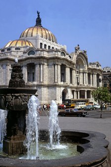 Mexico City, Palace of Fine Arts, built between 1910 and 1934 in white marble by Italian architec…