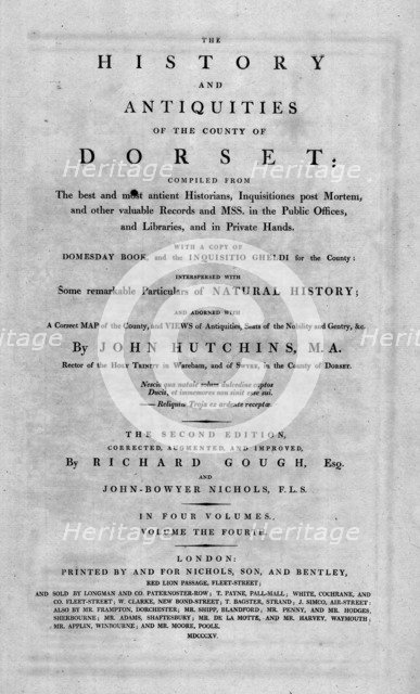 Title page of 'The History and Antiquities of the County of Dorset', 1815.   Creator: Unknown.