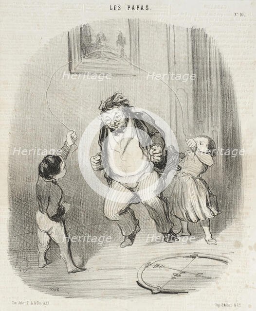 Allons, papa, fait encore trente-deux tours!, 1847.  Creator: Honore Daumier.