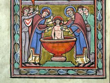 Saint Amand baptizing Sigebert III. From Vita sancti Amandi, c1165. Creator: Anonymous ().