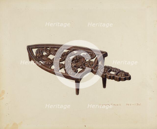 Flat Iron Stand, c. 1939. Creator: Henrietta S. Hukill.