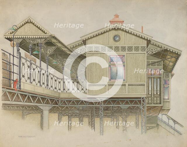 Exterior of Elevated Station, c. 1948. Creator: Hans Westendorff.