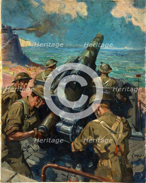 Coastal battery scene, World War II, c1939-c1945. Creator: Terence Tenison Cuneo.