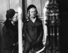 Margaret Thatcher pays her last respects to Cardinal Heenan, London, 12th November 1975. Artist: Unknown