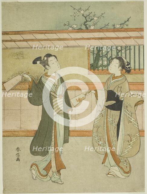 Playing Battledore and Shuttlecock, c. 1765/70. Creator: Suzuki Harunobu.