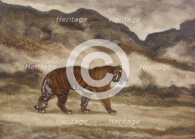 Tiger Walking, 1850s. Creator: Antoine-Louis Barye.