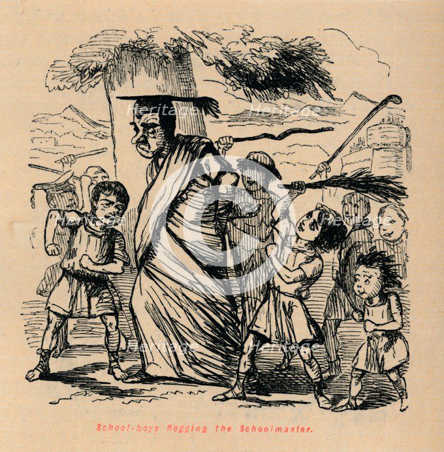 'School-boys flogging the Schoolmaster', 1852. Artist: John Leech.